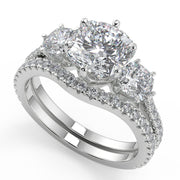 Anahi 3 Stone French Pave Cushion Cut Diamond Engagement Ring - Nivetta